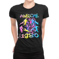 Awesome Since 1980. Agility Dog Training Graffiti Design Ladies Fitted T-shirt | Artistshot