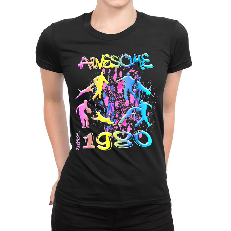 Awesome Since 1980. Agility Dog Training Graffiti Design Ladies Fitted T-Shirt by Market | Artistshot