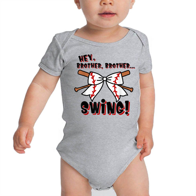 Baseball Sister Hey Brother Brother Swing T Shirt Baby Bodysuit by cm-arts | Artistshot