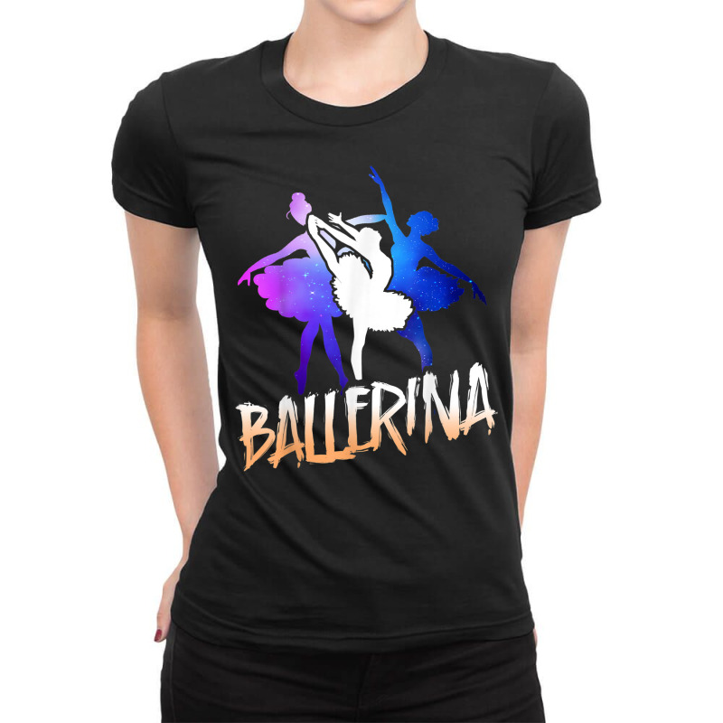 Ballet Dancer Dance Girl Ballerina Space Retro Ballerina Ladies Fitted T-Shirt by Newshirt | Artistshot