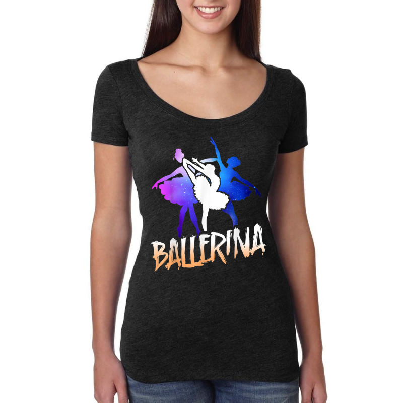 Ballet Dancer Dance Girl Ballerina Space Retro Ballerina Women's Triblend Scoop T-shirt by Newshirt | Artistshot