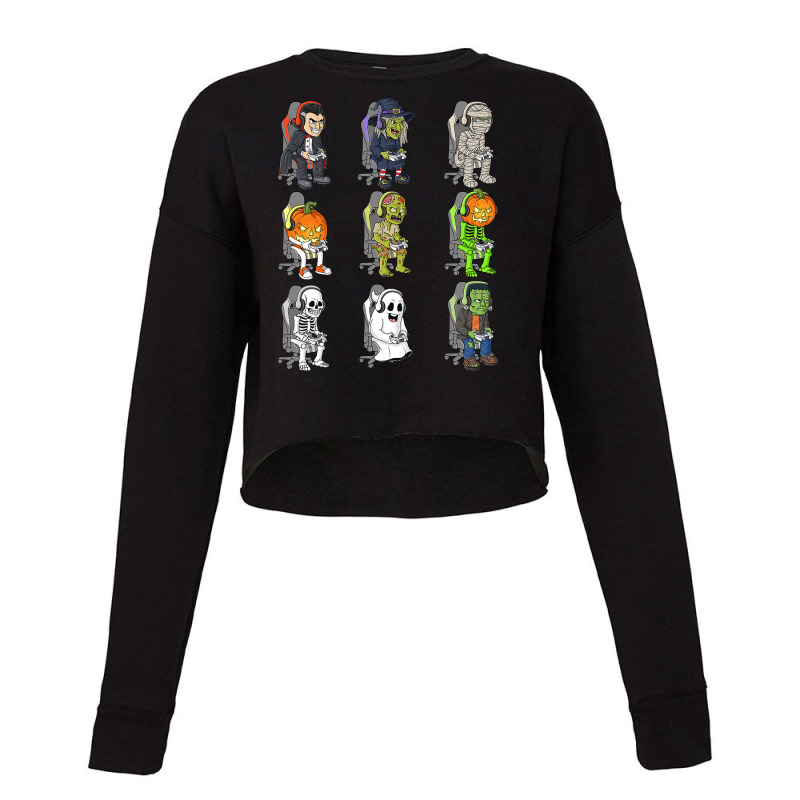 Gamer Halloween Skeleton Vampire Gaming Mummy Boys Kids Teen Cropped Sweater by Jennifer90 | Artistshot