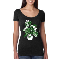 Variegated Monstera Deliciosa Variegata House Plant Ear Women's Triblend Scoop T-shirt | Artistshot