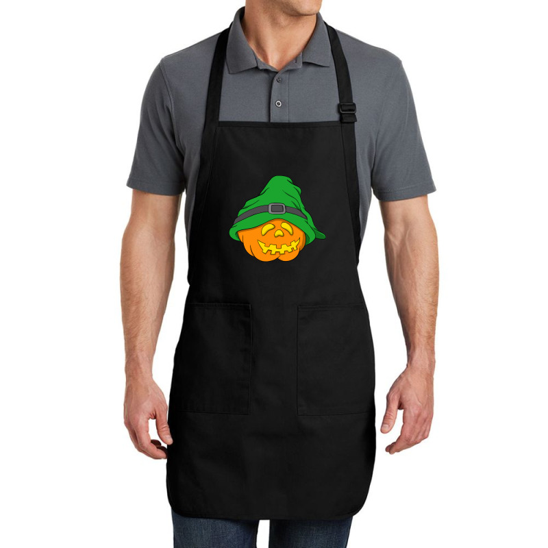 Halloween Jack O Lantern T  Shirt Slouchy Hat Halloween Pumpkin Green Full-length Apron | Artistshot