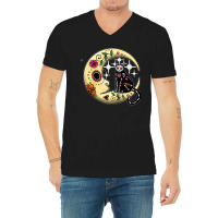 Funny Cat & Moon Sugar Skull Dia De Los Muertos Day Of Dead Raglan Bas V-neck Tee | Artistshot