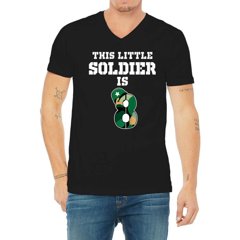 Kids 8th Birthday Boys Soldier Kids T Shirt Military 8 Year Old V-neck Tee | Artistshot