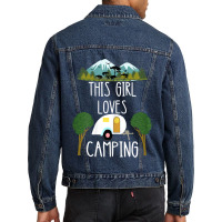 This Girl Loves Camping Rv Teardrop Trailer Camper Caravan Men Denim Jacket | Artistshot