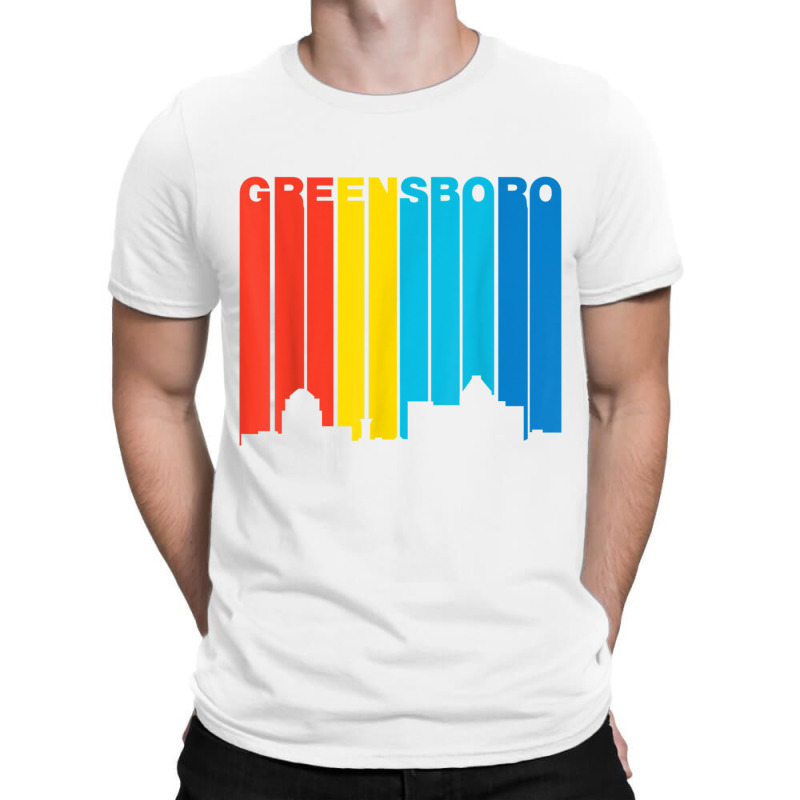 Retro 1970's Style Greensboro North Carolina Skyline T Shirt T-shirt | Artistshot