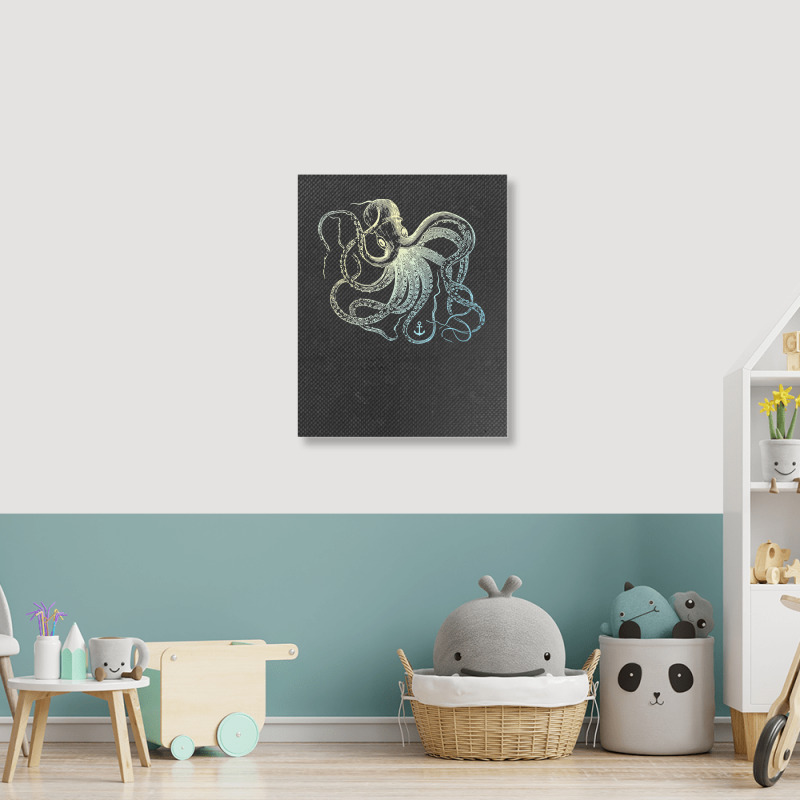 Octopus Cool Vintage Marine Biologist Ocean Sea Life 3 Portrait Canvas Print | Artistshot