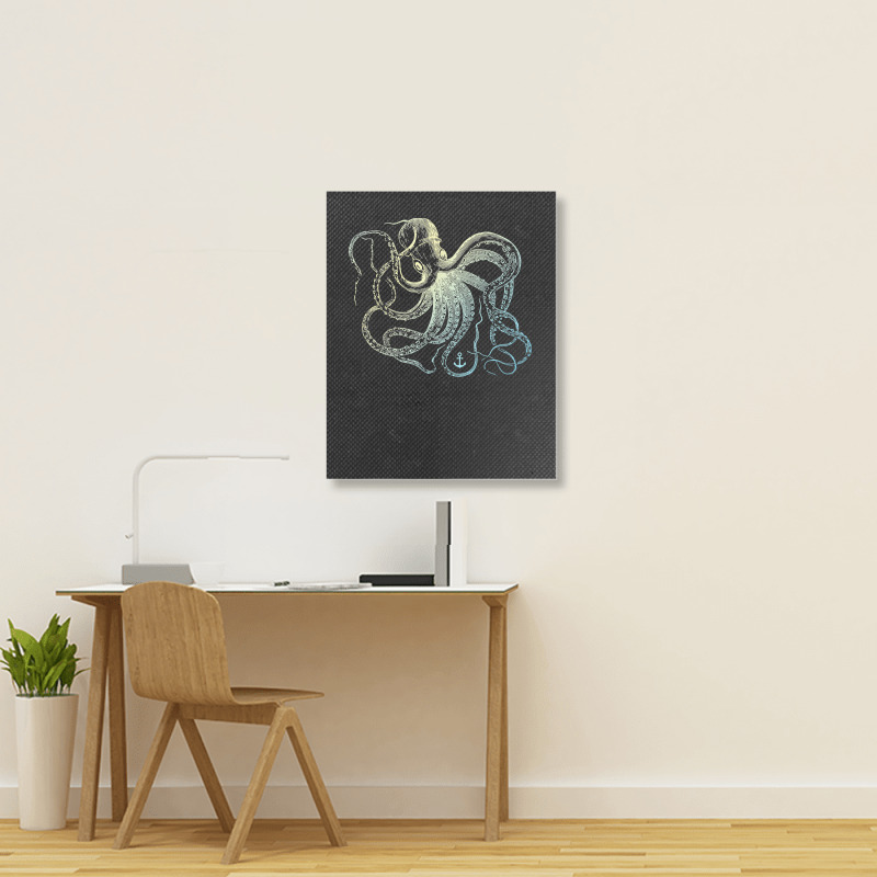 Octopus Cool Vintage Marine Biologist Ocean Sea Life 3 Portrait Canvas Print | Artistshot