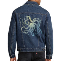 Octopus Cool Vintage Marine Biologist Ocean Sea Life 3 Men Denim Jacket | Artistshot