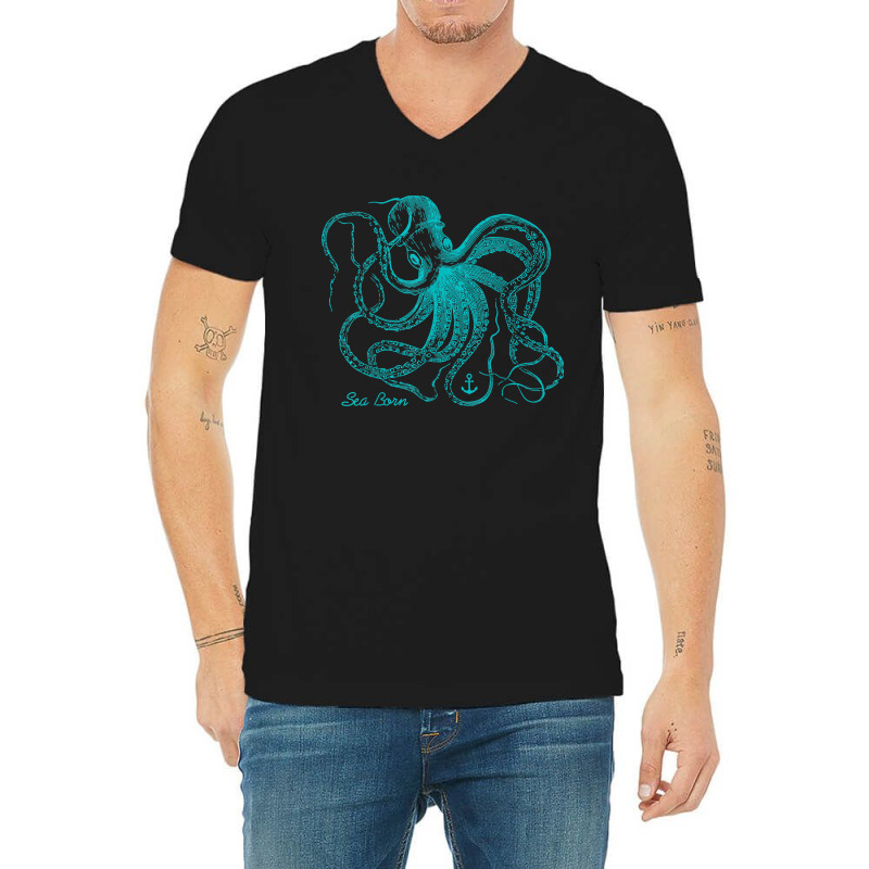 Octopus Cool Vintage Marine Biologist Ocean Sea Life 4 V-neck Tee | Artistshot