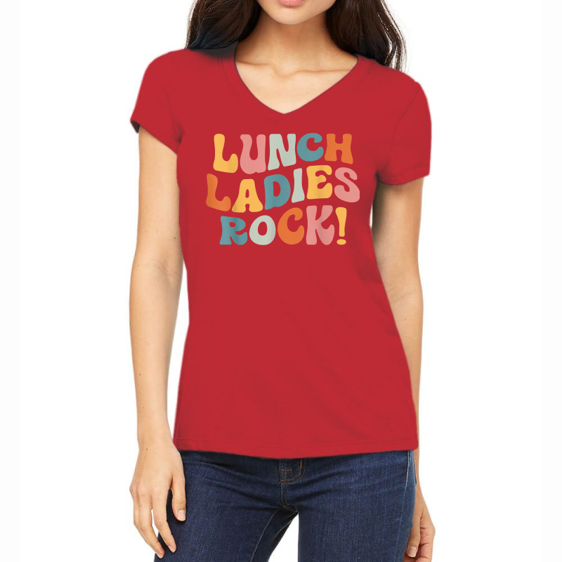 Lunch Ladies Rock!   Retro Lunch Ladies Squad Cafeteria Crew T Shirt Women's V-neck T-shirt | Artistshot