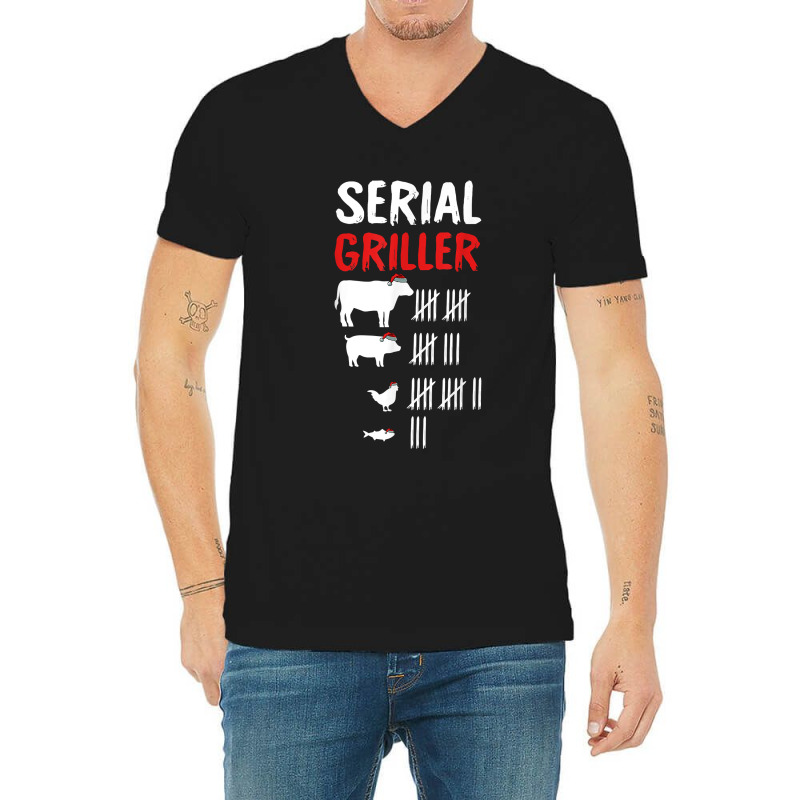 Serial Griller Christmas X-mas Pajama Grill Chef Bbq Master V-neck Tee | Artistshot