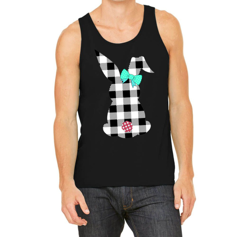 Easter Bunny Black And White Plaid Rabbit Happy Egg Hunt Tank Top | Artistshot