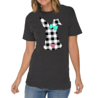 Easter Bunny Black And White Plaid Rabbit Happy Egg Hunt Vintage T-shirt | Artistshot