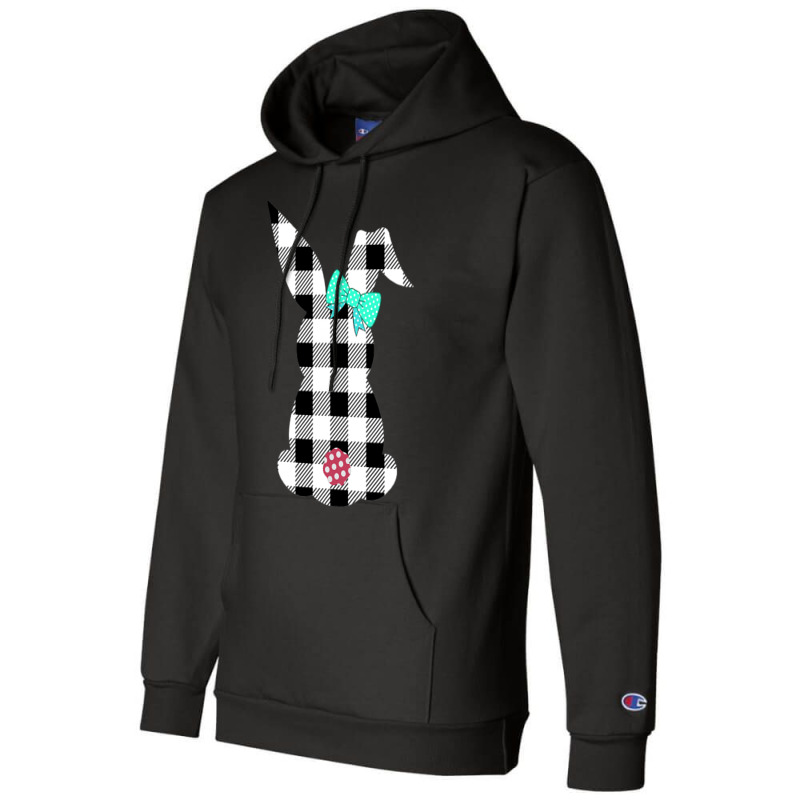 Easter Bunny Black And White Plaid Rabbit Happy Egg Hunt Champion Hoodie | Artistshot