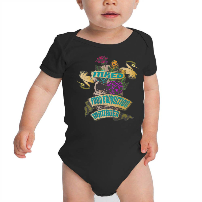 Food Production Manager Inked Skull Tattoo Backside Design Baby Bodysuit | Artistshot