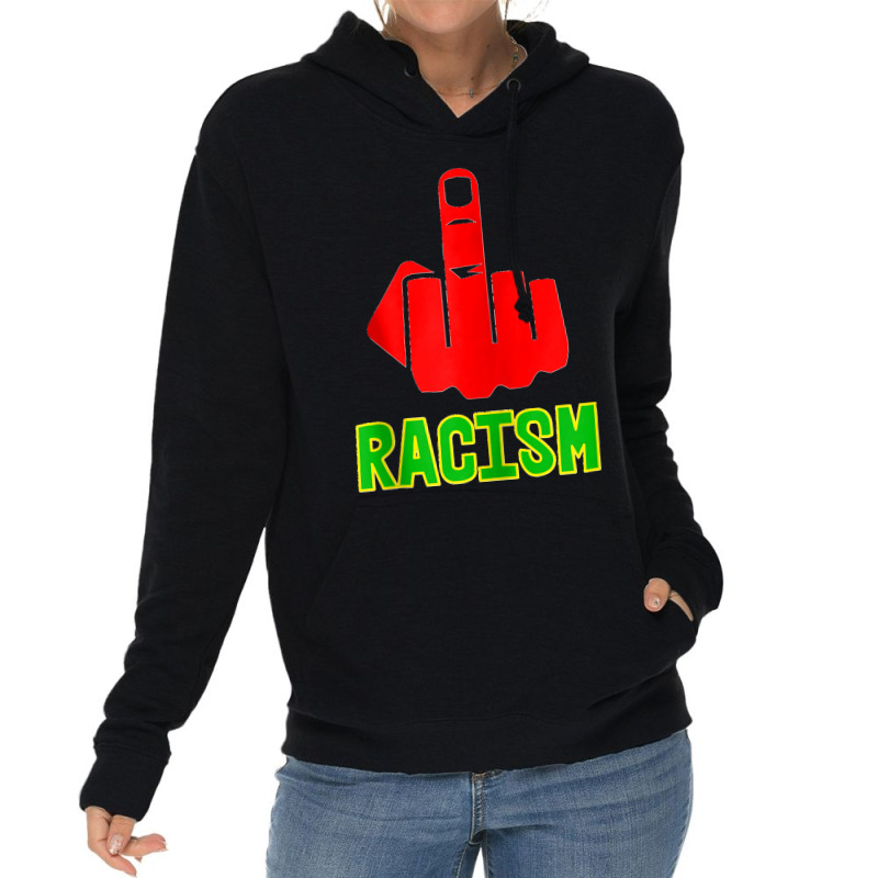 Fck Racism Middle Finger (black Green Yellow) Zip Hoodie Lightweight Hoodie | Artistshot