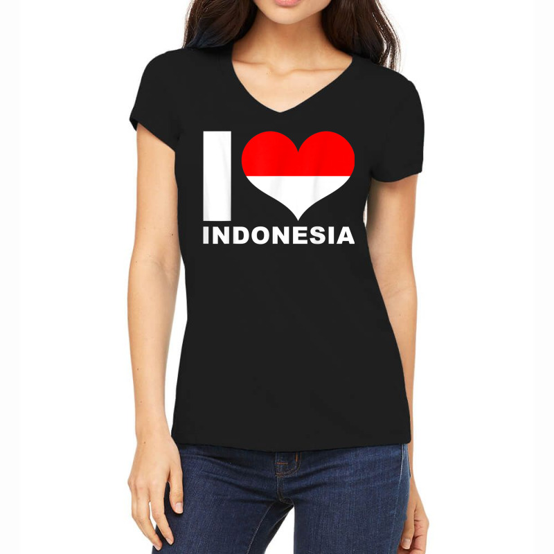 I Love Indonesia   Heart Flag Indonesia Women's V-neck T-shirt | Artistshot