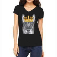 Belgian Malinoi Dog Wearing A Crown Women's V-neck T-shirt | Artistshot