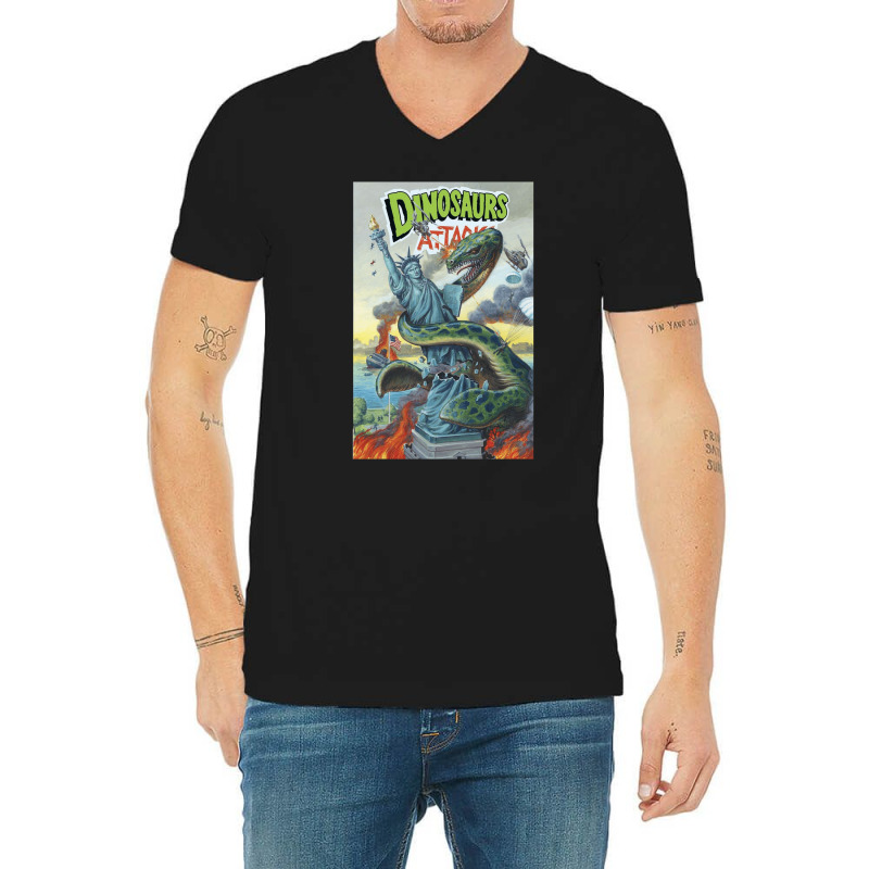 Dinosaurs Attack In Manhattan, Dinosaurs, Attack, Manhattan, The Dinos V-neck Tee | Artistshot