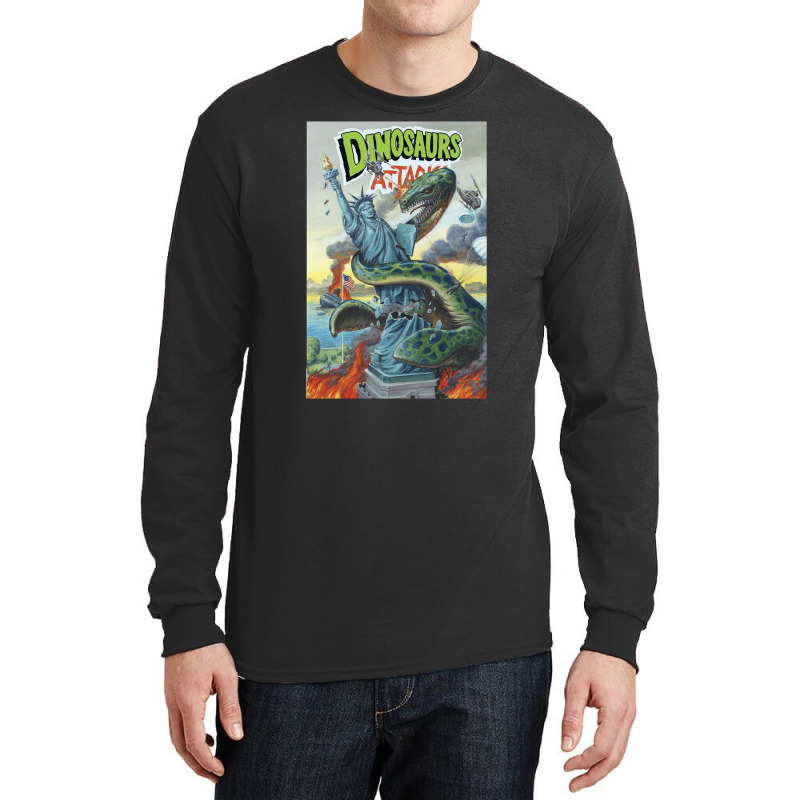 Dinosaurs Attack In Manhattan, Dinosaurs, Attack, Manhattan, The Dinos Long Sleeve Shirts | Artistshot