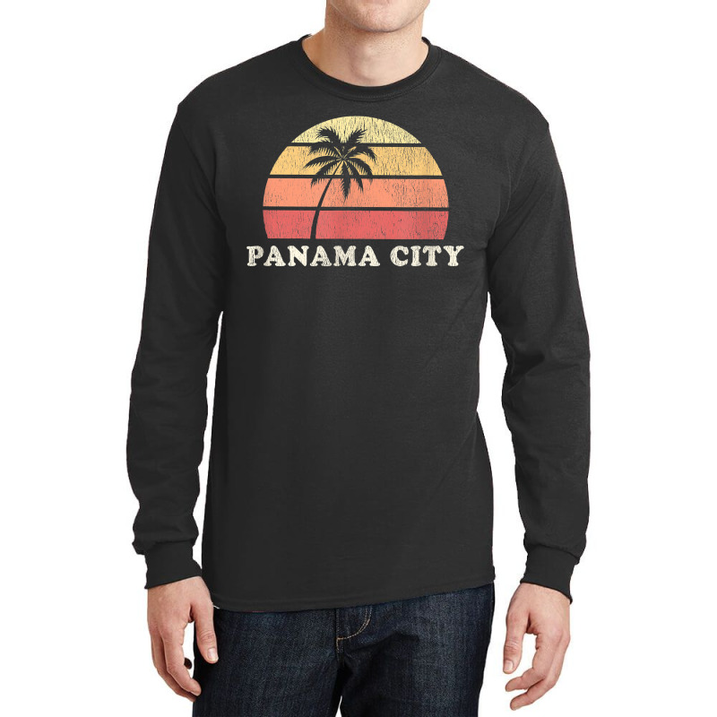 Panama City Beach Fl Vintage 70s Retro Throwback Design Long Sleeve Shirts by ElsieLynne | Artistshot