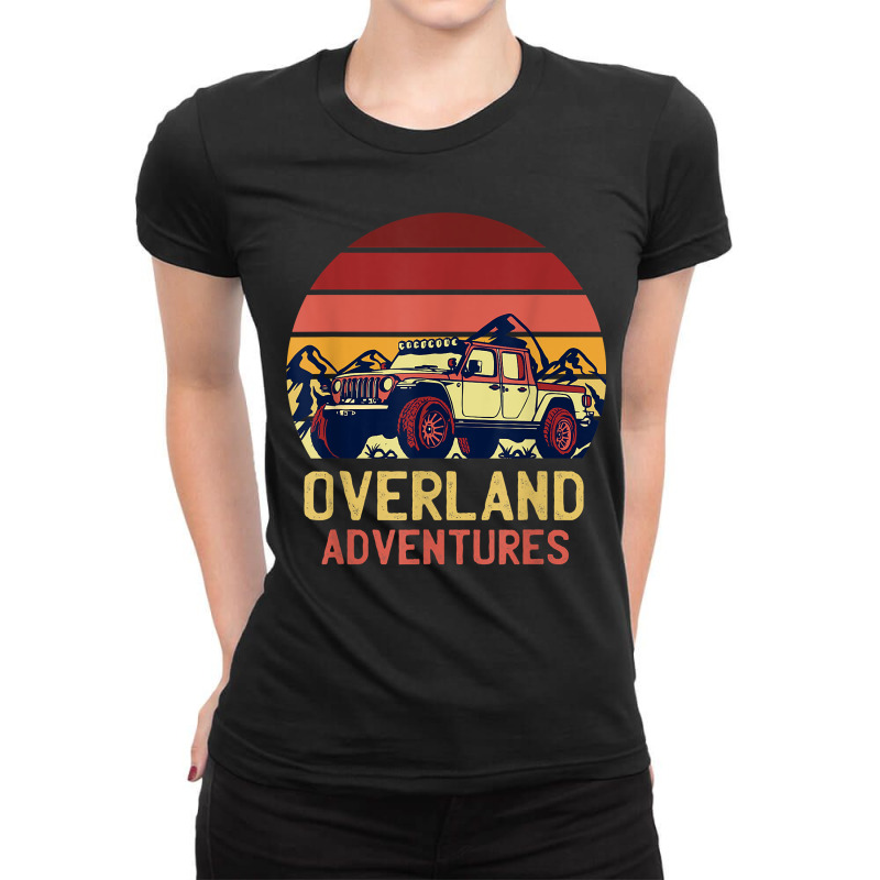 Overland Adventures Camping Offroad Mountain Sunset Graphic Ladies Fitted T-Shirt by MarilynCleo | Artistshot