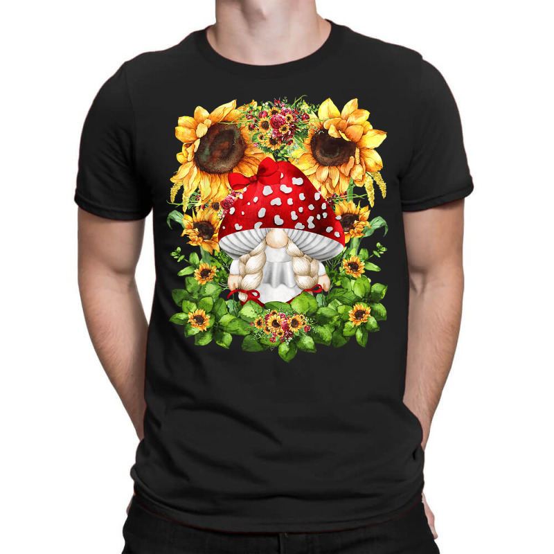 Toadstool Gnome For Women Sunflower Mom Cute Mushroom Lover T-shirt | Artistshot