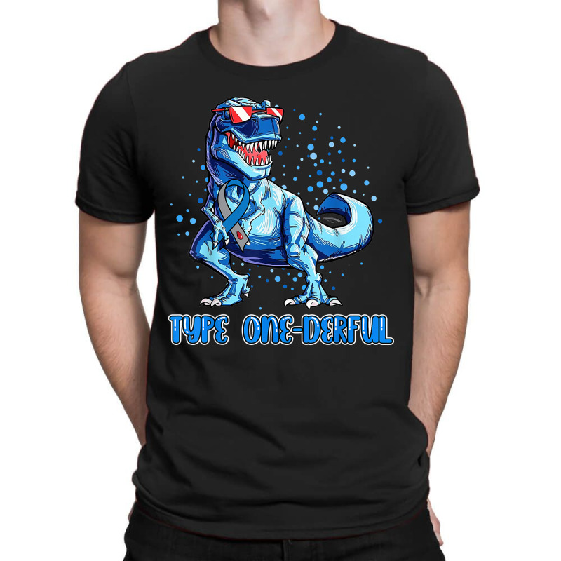 Type 1 Diabetes Awareness Ribbon T1d T Rex Dinosaur Boys T-shirt | Artistshot