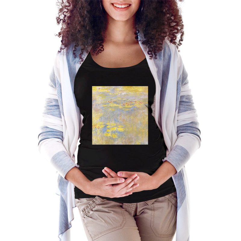 Yellow Sea Roses, Waterlilies, Claude Monet Painting, Yellow Sea Roses Maternity Scoop Neck T-shirt by cm-arts | Artistshot