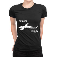 Sarasota Florida Fl Shark Skeleton White Print T-shirt Ladies Fitted T-shirt | Artistshot