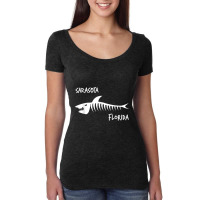 Sarasota Florida Fl Shark Skeleton White Print T-shirt Women's Triblend Scoop T-shirt | Artistshot