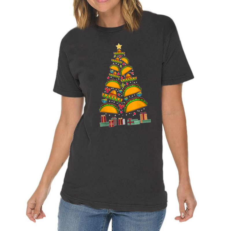 Funny Mexican Xmas Tree Tacos Burritos Feliz Navidad Vintage T-shirt | Artistshot