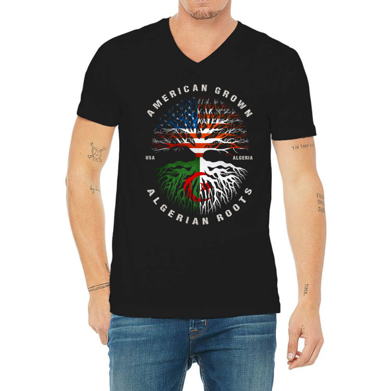 American Grown Algerian Roots Algeria Flag V-neck Tee | Artistshot