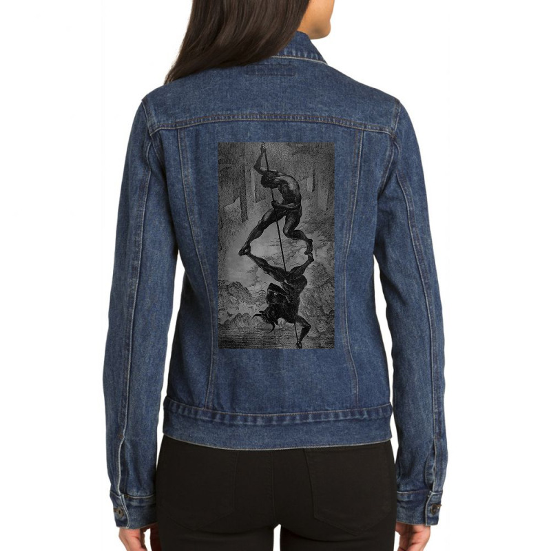 Occult Gothic Dark Satanic Unholy Witchcraft Grunge Emo Goth T-shirt Ladies Denim Jacket by cm-arts | Artistshot