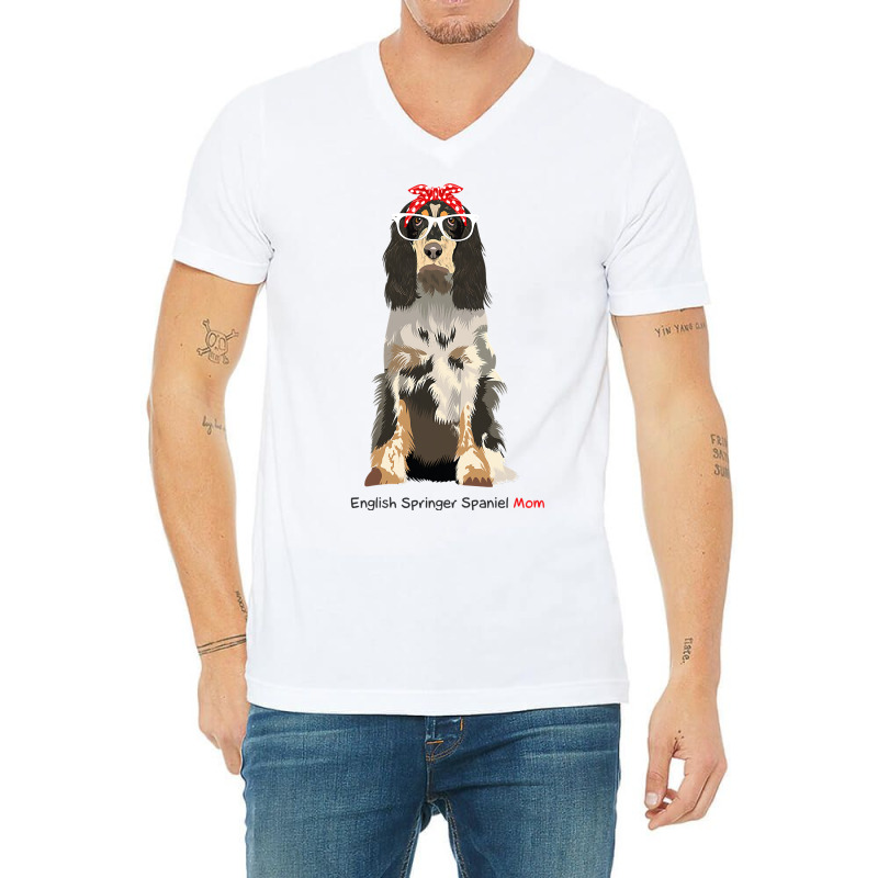 English Springer Spaniel Mom Retro Mothers Day V-neck Tee | Artistshot