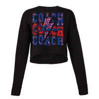 Cheer Coach Lightning Bolt Cheer Leopard Blue Red Cropped Sweater | Artistshot