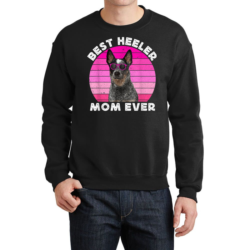 Blue Heeler Mom For Women Retro Blue Australian Cattle Dog Crewneck Sweatshirt by Newdesigns | Artistshot