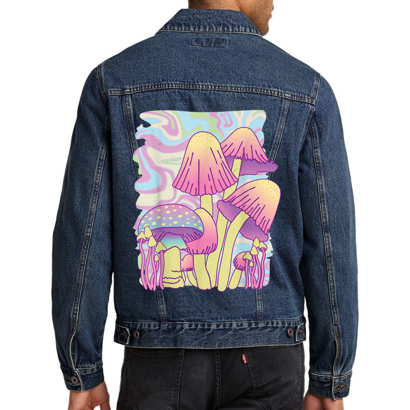 Vintage Retro Psychedelic Mushroom Trippy Hippie Gifts Men Denim Jacket | Artistshot