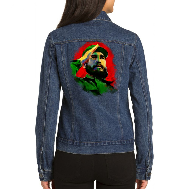 Fidel Castro Pullover Hoodie Ladies Denim Jacket by cm-arts | Artistshot