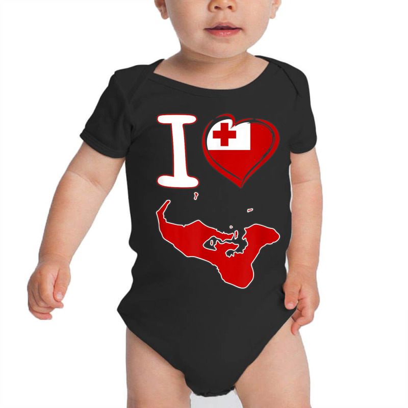 I Love Tonga. Tongan Flag In Shape Of A Heart. Country Map Baby Bodysuit by Market | Artistshot