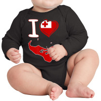 I Love Tonga. Tongan Flag In Shape Of A Heart. Country Map Long Sleeve Baby Bodysuit | Artistshot