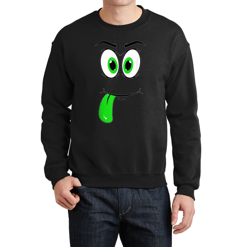 Cute Monster Face Green Tongue Easy Halloween Costume Crewneck Sweatshirt | Artistshot