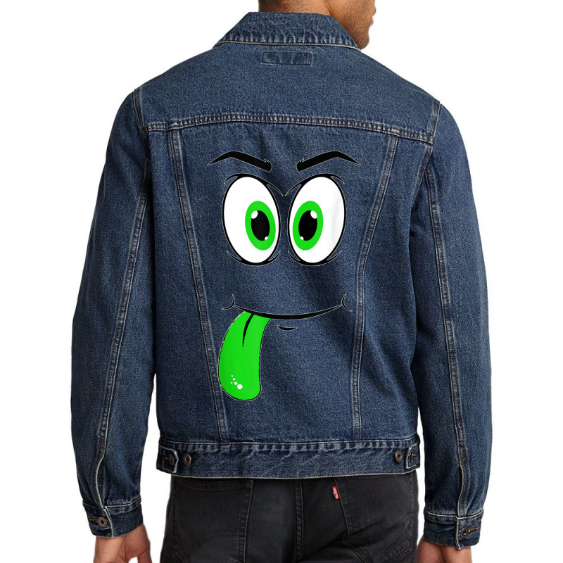 Cute Monster Face Green Tongue Easy Halloween Costume Men Denim Jacket | Artistshot