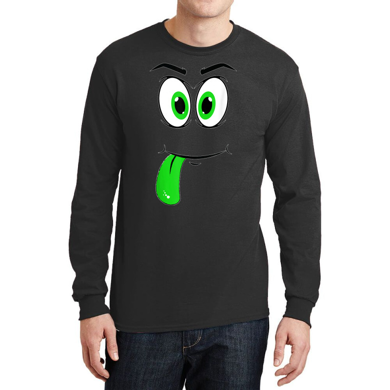 Cute Monster Face Green Tongue Easy Halloween Costume Long Sleeve Shirts | Artistshot