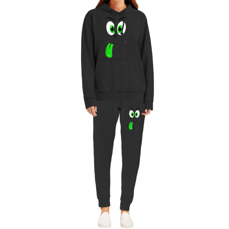 Cute Monster Face Green Tongue Easy Halloween Costume Hoodie & Jogger Set | Artistshot