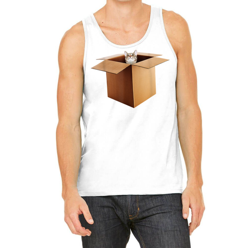 Funny Cat In A Big Cardboard Box For Cat Owners T Shirt Tank Top by cm-arts | Artistshot