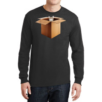 Funny Cat In A Big Cardboard Box For Cat Owners T Shirt Long Sleeve Shirts | Artistshot